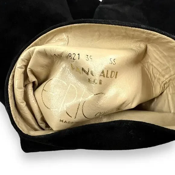 1960's Italian PANCALDI for ERIC COUTURE black and brown suede knee high boots - Picture 7 of 16